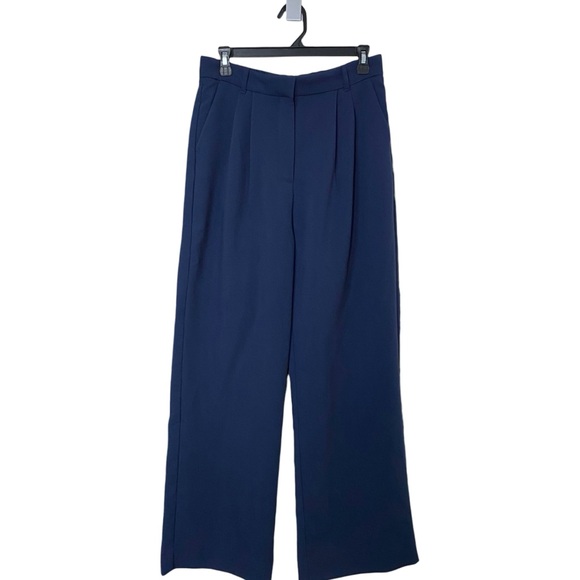 Abercrombie & Fitch Navy Sloane Tailored Wide Leg Pants Trouser Womens Size 10 - Picture 3 of 8